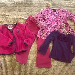 3T Girls Jkhaki jeans, sugar Kaine jacket, 2 tops